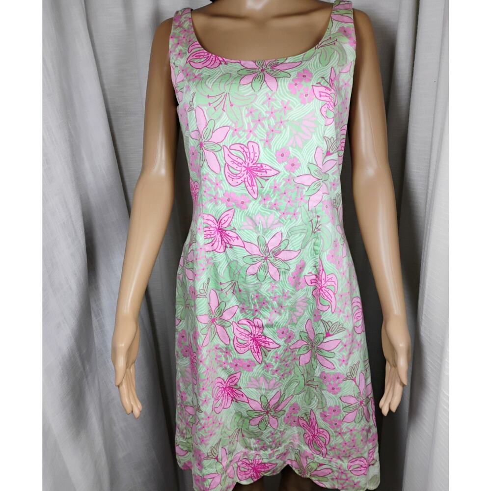 Lilly Pulitzer Womens 8 Cotton Floral Sundress Scallop Hem Lined Preppy Resort